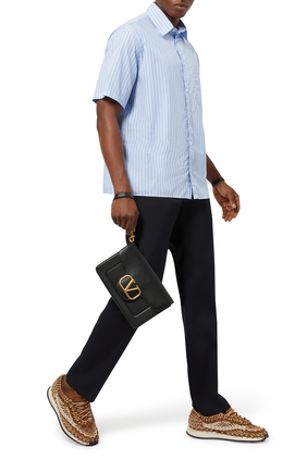 Short-Sleeve Pinstripe Cotton Shirt