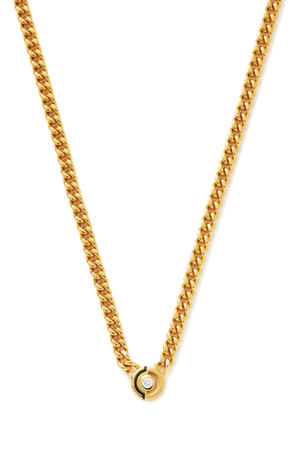 Floating Hex Pendant Necklace, 18k Gold-Plated Brass