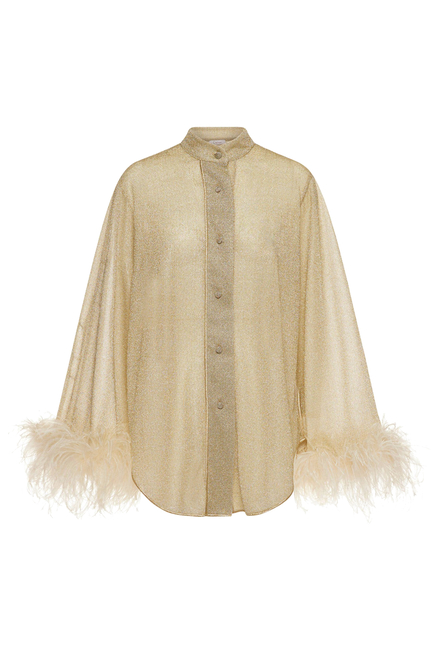 Lumiere Plumage Feather-Trim Shirt