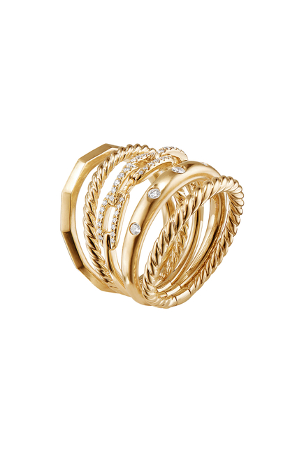 Stax Five Row Ring, 18k Yellow Gold & Diamonds