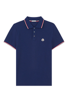 Tri-Color Stripe Logo Patch Polo Shirt