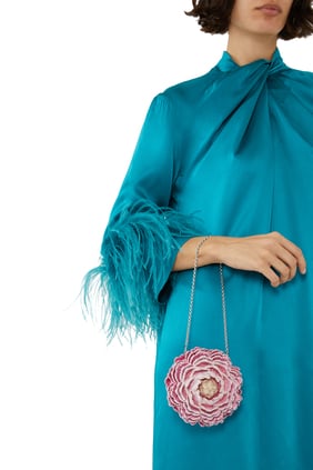 Judith Leiber pink Crystal-Embellished Peony Clutch Bag
