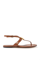 Double G Flat Leather Thong Sandals