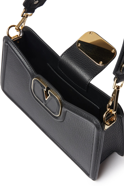 VLogo Leather Shoulder Bag