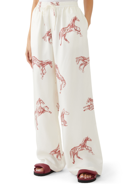 Silk Ballpoint Wide Leg Trousers