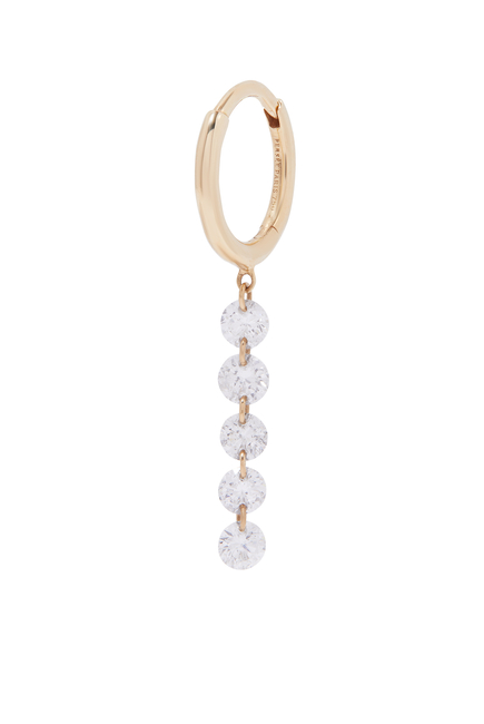 Drop Single Hoop Earring, 18k Yellow Gold & Diamonds