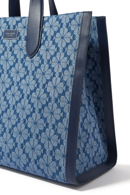 Spade Flower Jacquard Denim Manhattan Large Tote Bag