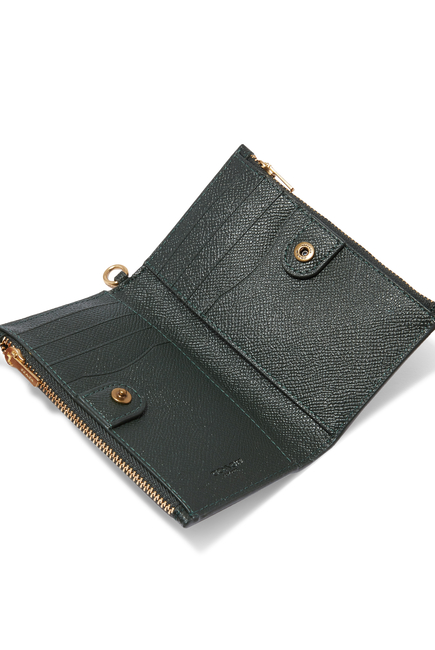 Zip Chain Card Case in Crossgrain Leather