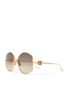 Rounded Gold-Tone Sunglasses