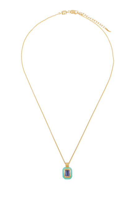 Embellished Pendant Necklace, 18k Gold-Plated Sterling Silver with Enamel & Stone