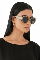 Bold 3 Dot Embellished Round Sunglasses