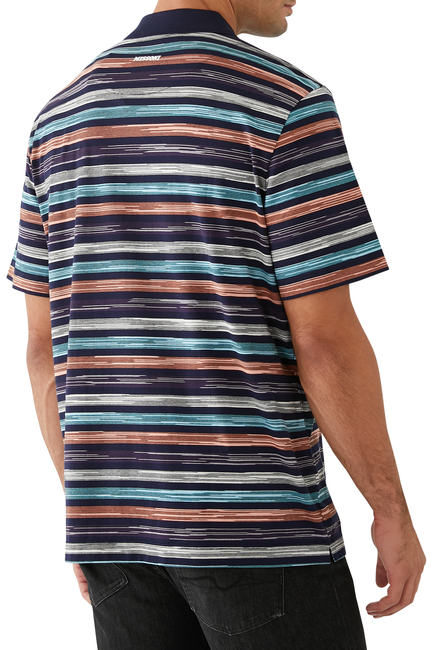 Space-Dyed Striped Cotton Polo Shirt