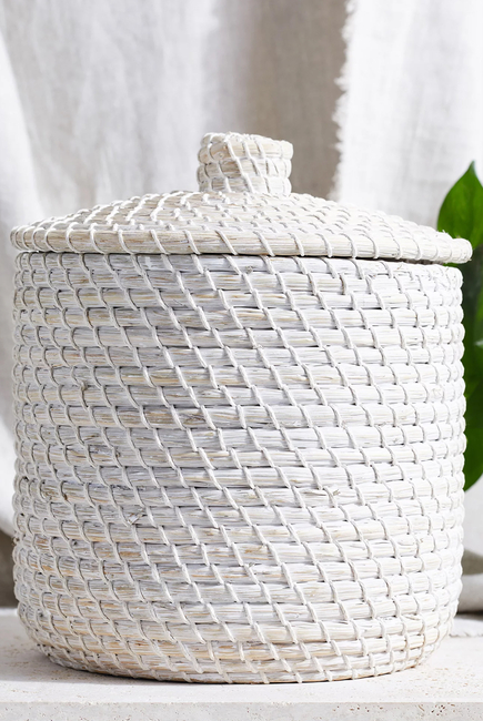 Whitewashed Seagrass Storage Basket