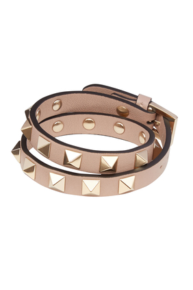 Valentino Garavani Rockstud Double Leather Bracelet
