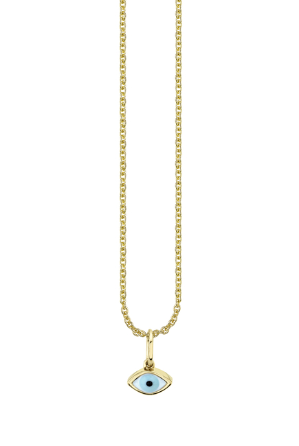 Kids Evil Eye Necklace, 14k Yellow Gold