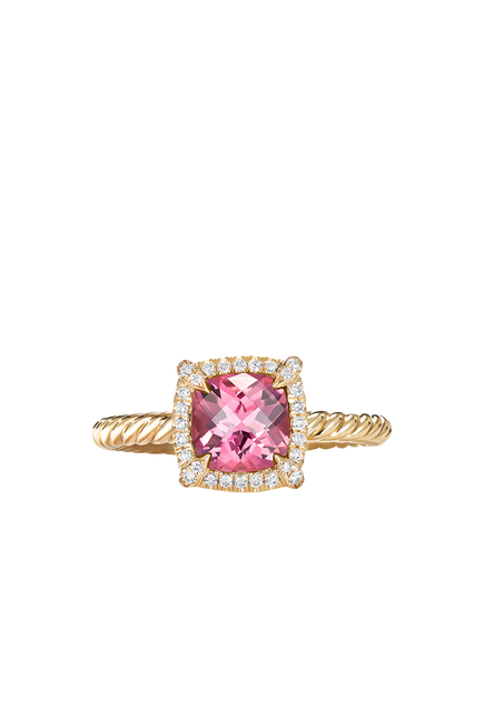 Chatelaine Petite Bezel Ring, 18k Yellow Gold & Pink Tourmaline