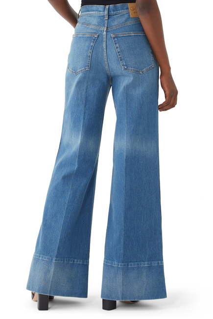 Wide-Leg Washed Jeans