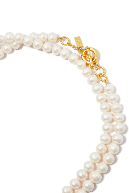 Dolce Necklace, 24k Yellow Gold-Plated Brass & Pearls