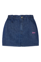 Kids Off Stamp Plain Denim Skirt