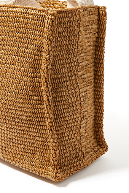 Raffia-Effect Small Basket Bag
