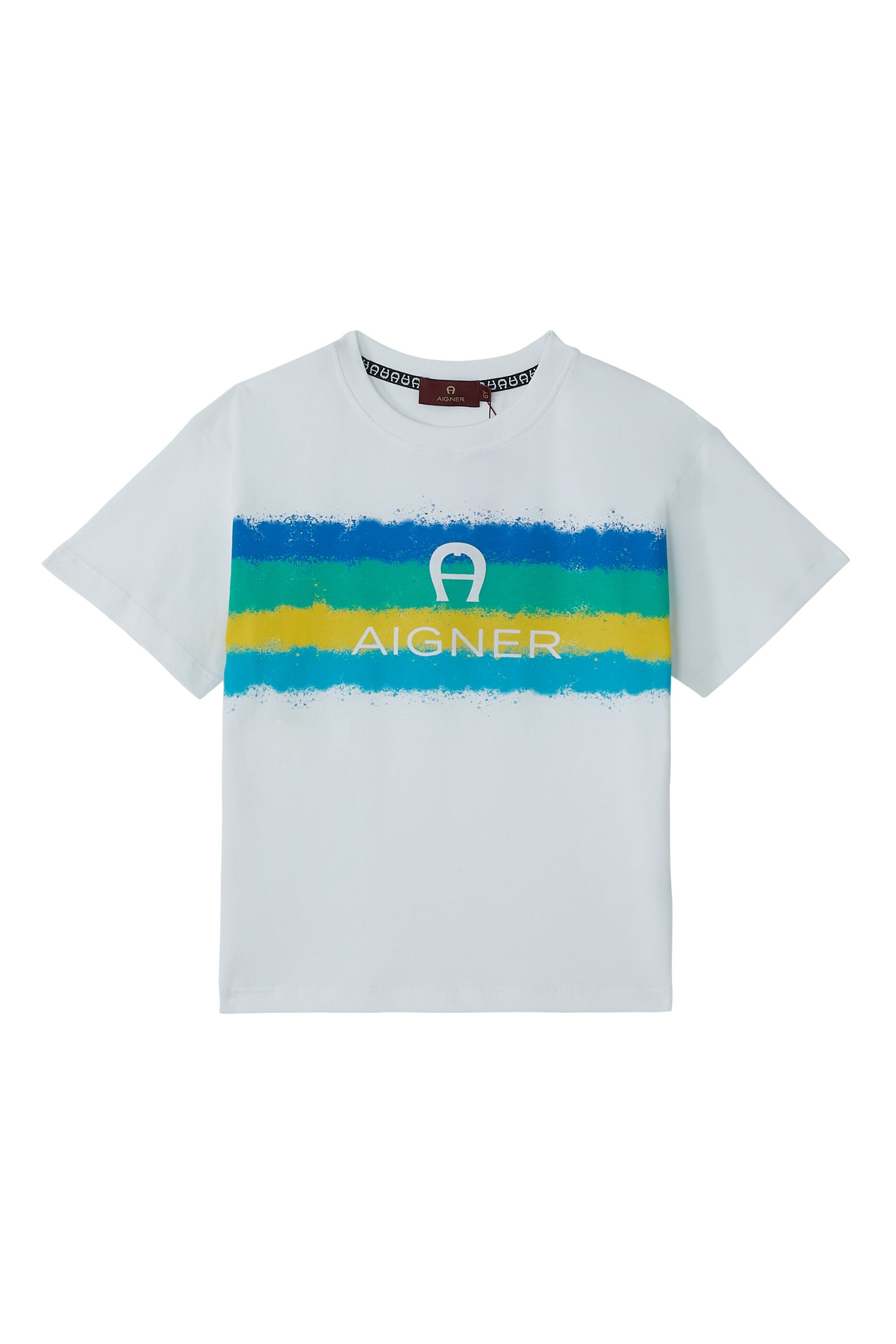 Aigner Kids logo-stripe print hat - White
