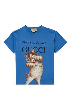 Cat Print Cotton Jersey T-Shirt