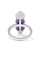 Medium Vertical Chakra Ring, 18k White Gold with Diamonds & Lapis Lazuli