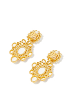 Isola Earrings, 24k Yellow Gold-Plated Brass & White Cabochons
