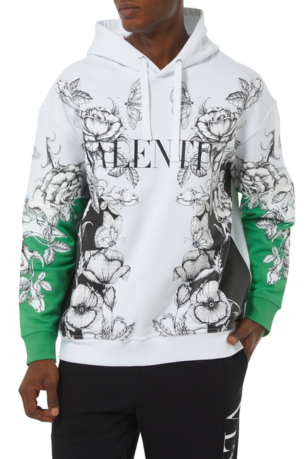 Dark Blooming Cotton Hooded Sweatshirt