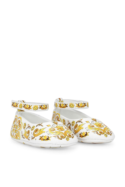 Kids Majolica Print Lambskin Ballet Flats