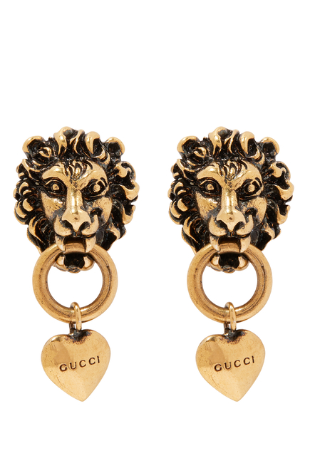 Buy Gucci Lion Head And Heart Earrings for Womens | Bloomingdale's Kuwait