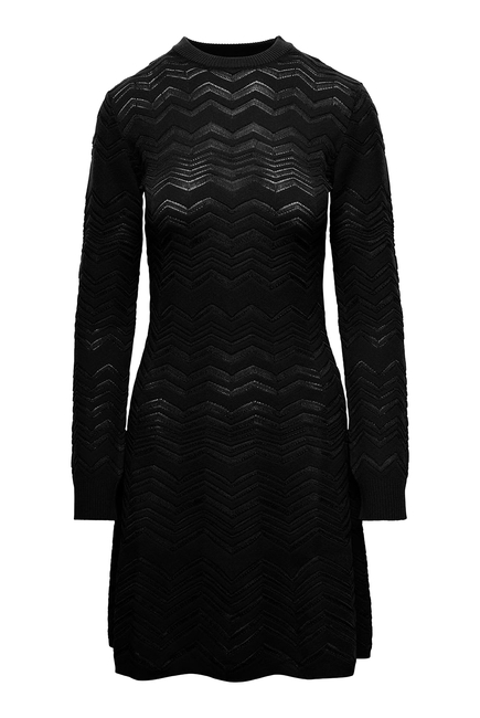 Chevron Wool Viscose Mini Dress