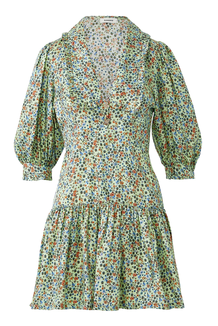Short Flowing Dress with Floral Print