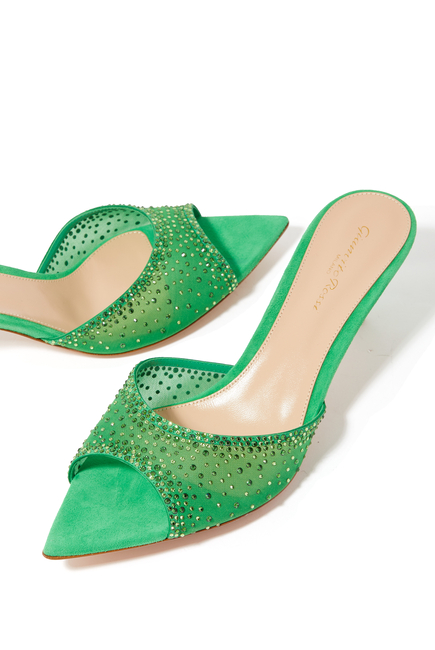 Rania 55 Suede Organza Embellished Mules