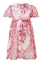 Kids Majolica Print Silk Dress