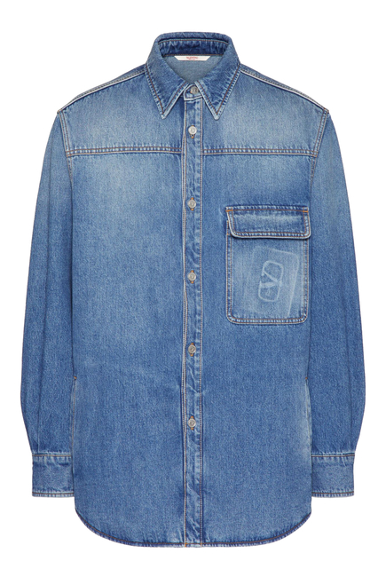  Embossed VLogo Signature Denim Shirt