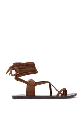 St. Tropez Leather Tie-Up Sandals