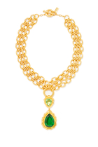 Paulina Necklace, 24k Gold-Plated Brass & Green Peridot Quartz