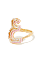 3A Arabic Silhouette Ring, 18k Yellow Gold with Diamonds