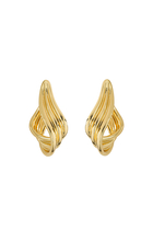 Twisted Elongated Hoop Earrings, Gold-Plated Metal