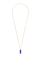 Vertical Chakra Necklace, 18k Yellow Gold with Diamonds & Lapis Lazuli