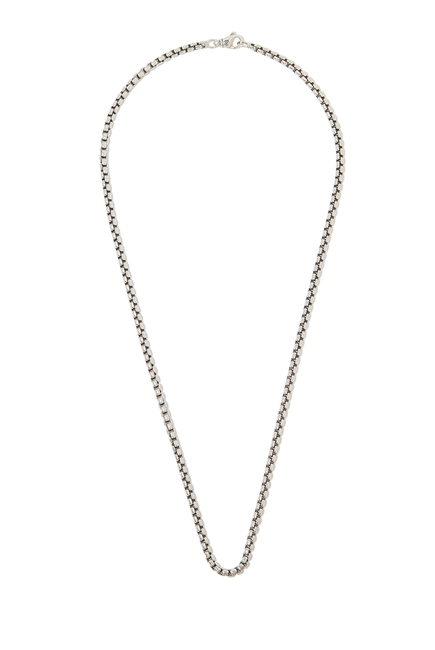 22in Medium Box Chain Necklace, Sterling Silver