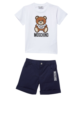 Teddy Print T-Shirt & Shorts Set