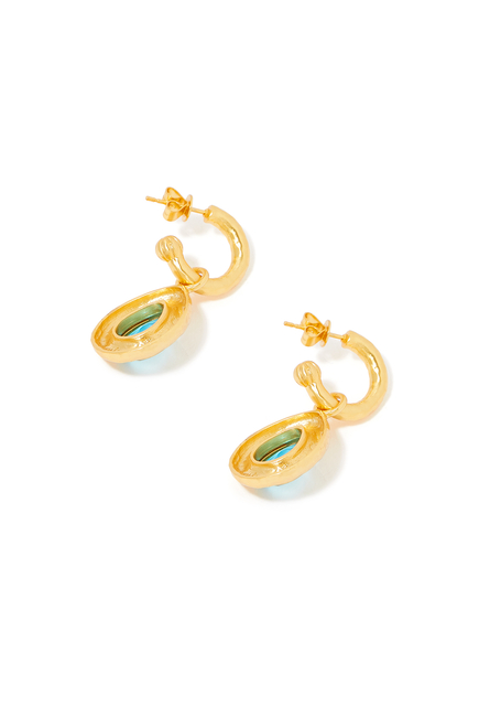 Ines Earrings, 24k Yellow Gold-Plated Brass & Turquoise