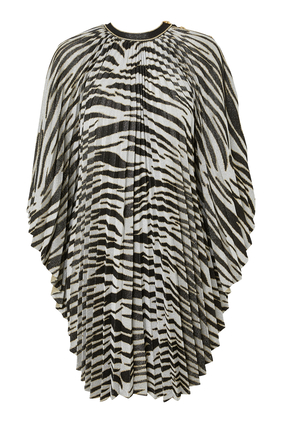 Pleated Lamé Tiger Print Dress
