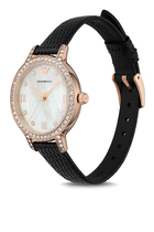 Cleo Stone Set 32mm Leather Strap Watch