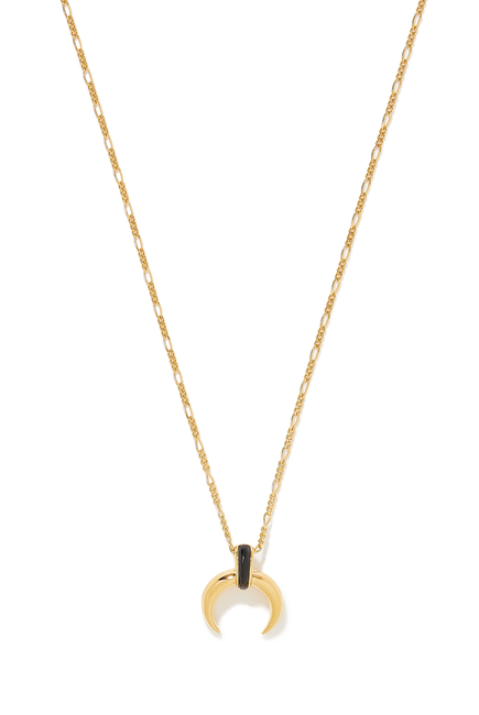 Lucy Williams Gemstone Horn Necklace, 18k Recycled Gold Vermeil on Recycled Sterling Silver & Black Onyx