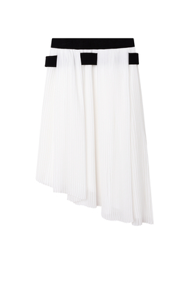 Two-Tone Cotton Pleated Skirt