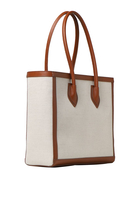 Ecru Canvas B-Army 42 Tote Bag with Brown Leather Panels