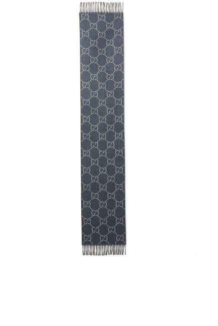 GG Jacquard Knit Scarf With Tassels